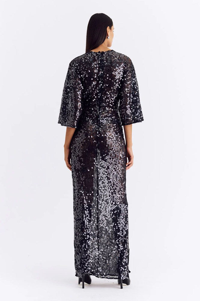 Ava Lace Sequin Cape Sleeve Maxi