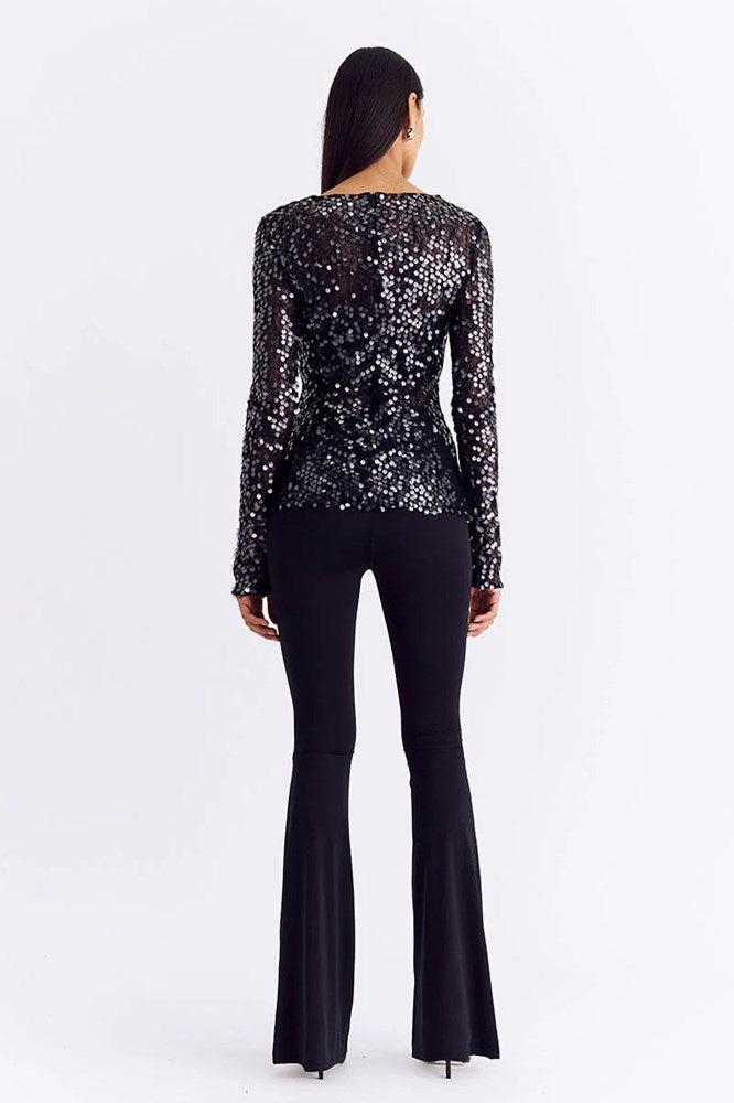 Ava Lace Sequin Long Sleeve Top