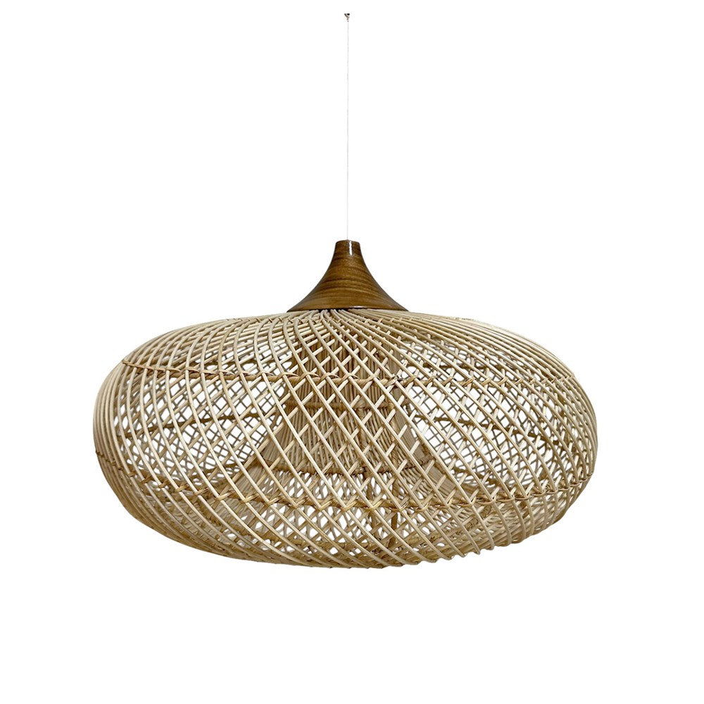 Avoca Rattan & Teak Timber Pendant