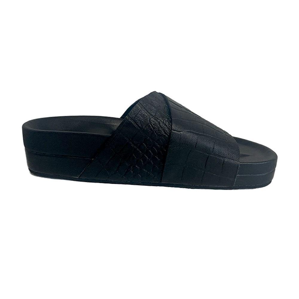 Black Leather Milla Slide