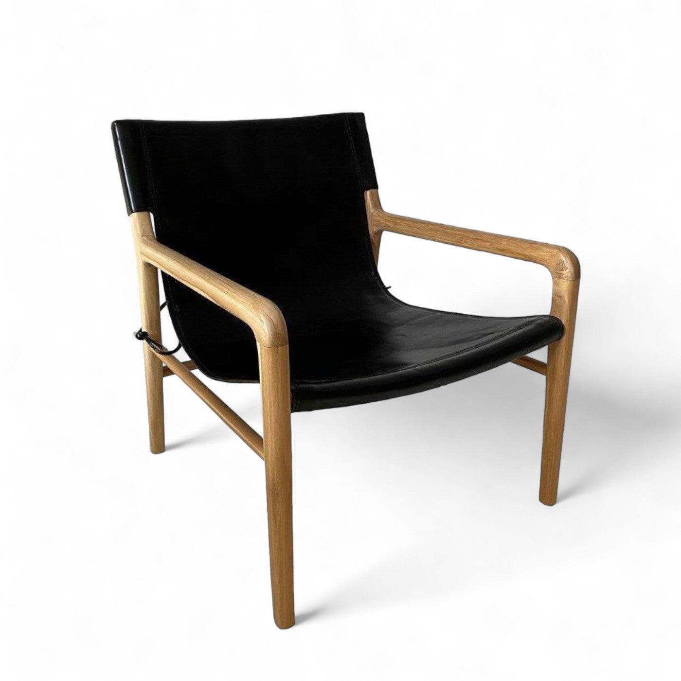 Black Leather Sling Occasional Chair - 1 LEFT