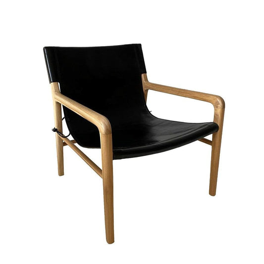 Black Leather Sling Occasional Chair