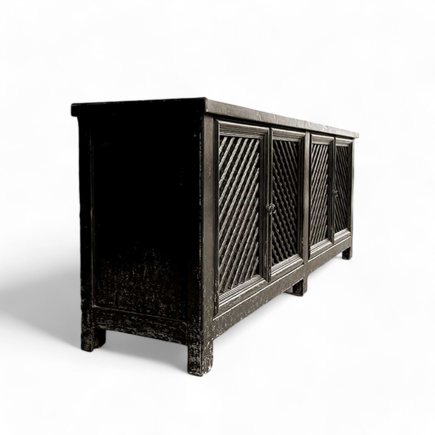 Black Rustic Timber Lattice Cabinet