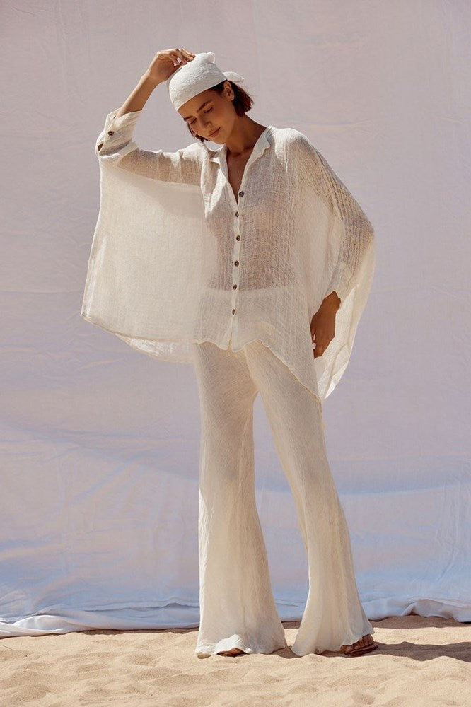 Estilo Emporio-Boa Shirt - Rete Panna-Tops-st-barts-brisbane-goldcoast-cabarita-southport