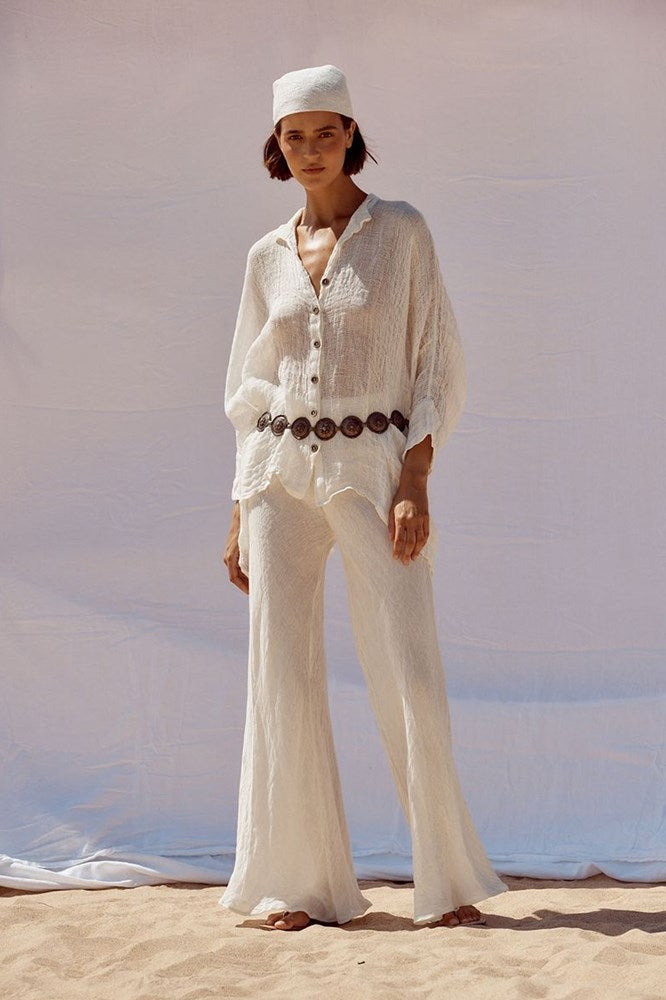 Estilo Emporio-Boa Shirt - Rete Panna-Tops-st-barts-brisbane-goldcoast-cabarita-southport