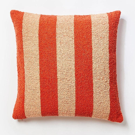 Boucle Stripe Cushion - Red & Peach
