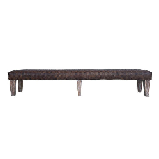 Brown Woven Leather Bench Seat