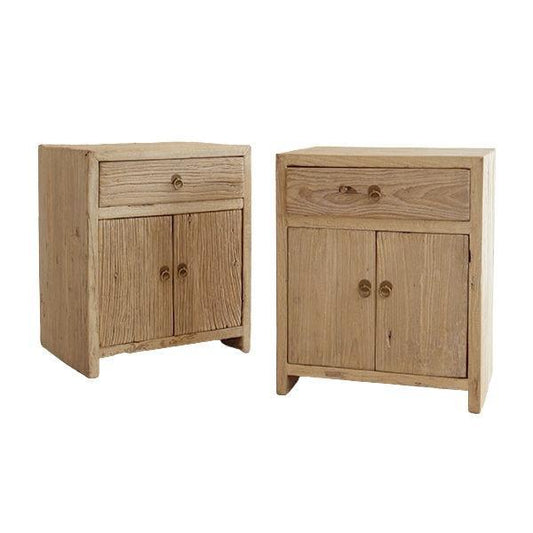 Carita Raw Elm Bedside Table with Drawer