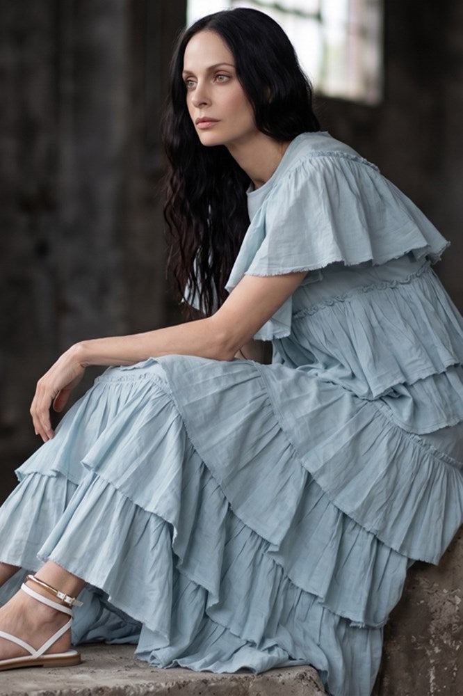 Carousel Cotton Skirt - Sky