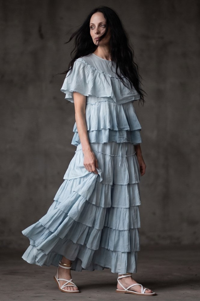 Carousel Cotton Skirt - Sky
