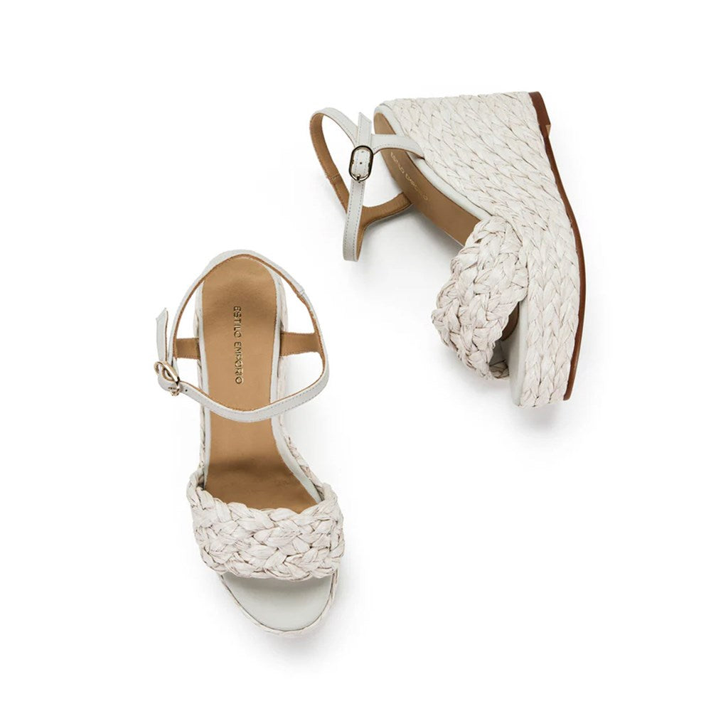 Carrie Raffia Braided Wedge - White
