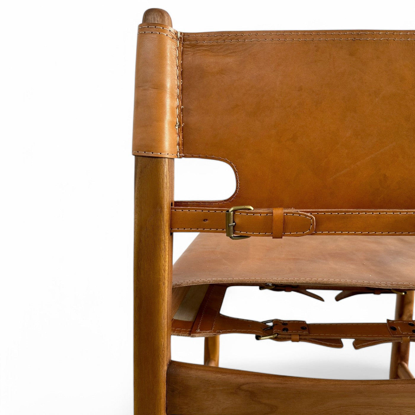 Carter Leather Dining Chair - Camel Leather & Teak Frame