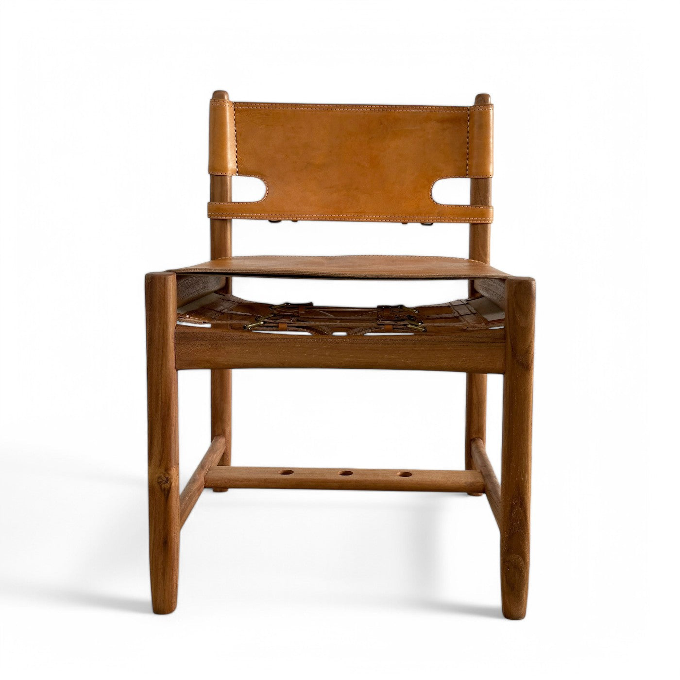 Carter Leather Dining Chair - Camel Leather & Teak Frame