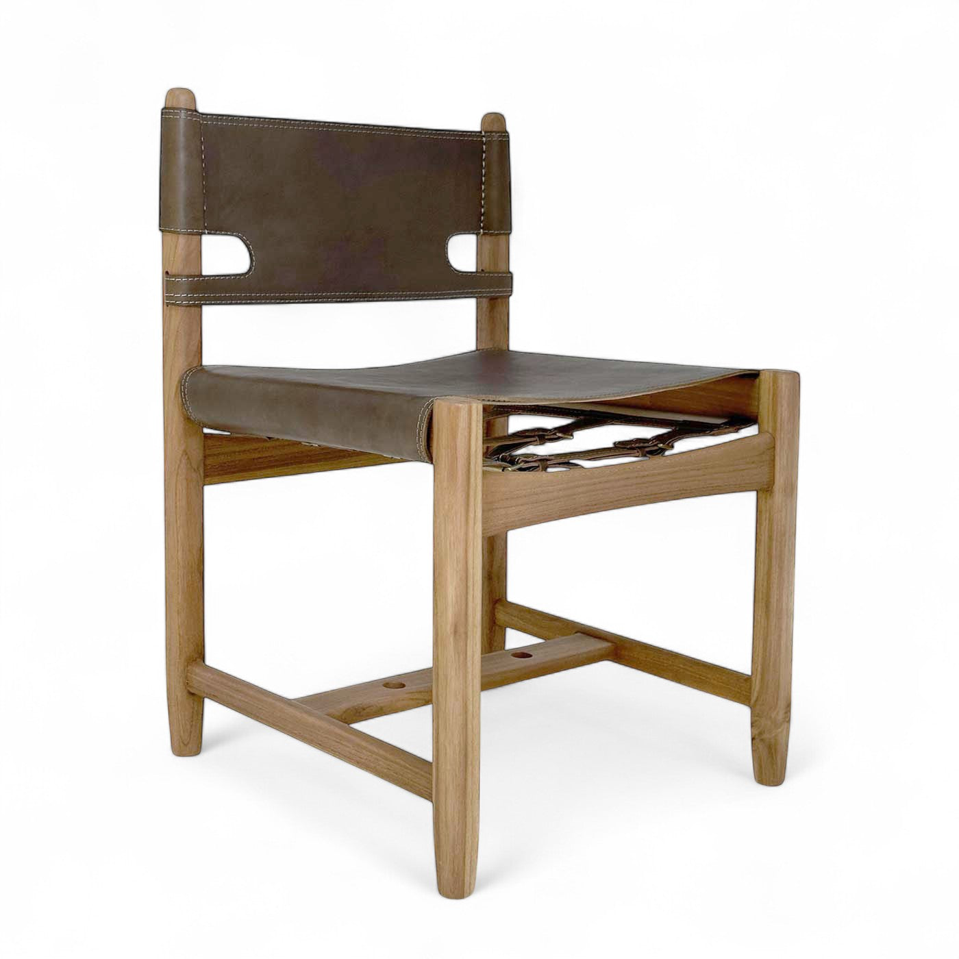 Carter Leather Dining Chair - Tea Brown Leather & Teak Frame