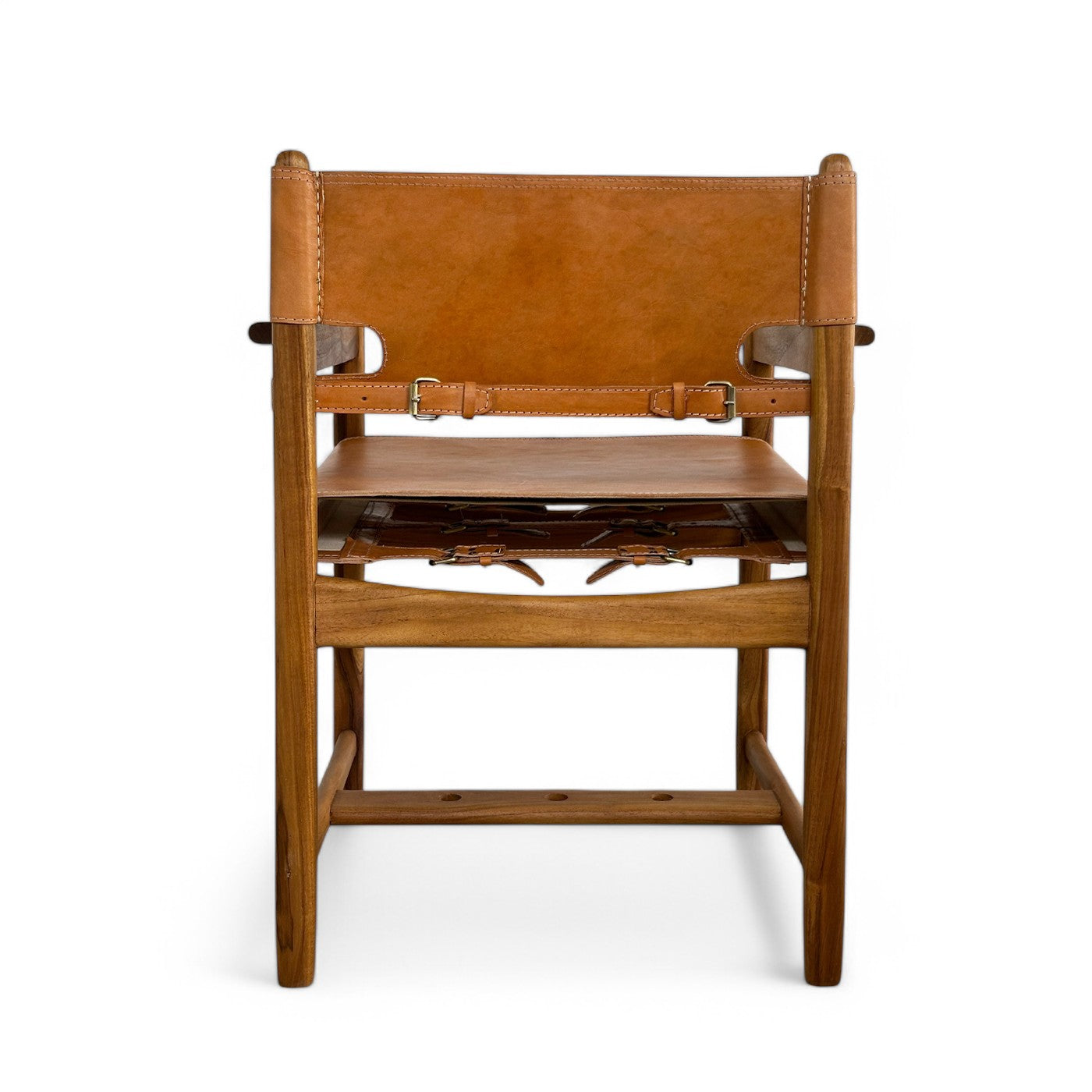 Carter Leather Dining Chair w Arms - Camel Leather & Teak Frame