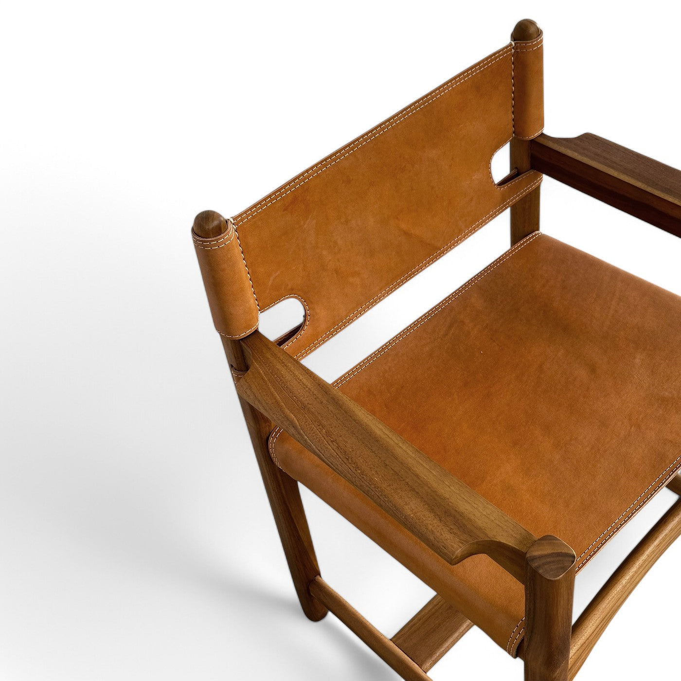 Carter Leather Dining Chair w Arms - Camel Leather & Teak Frame