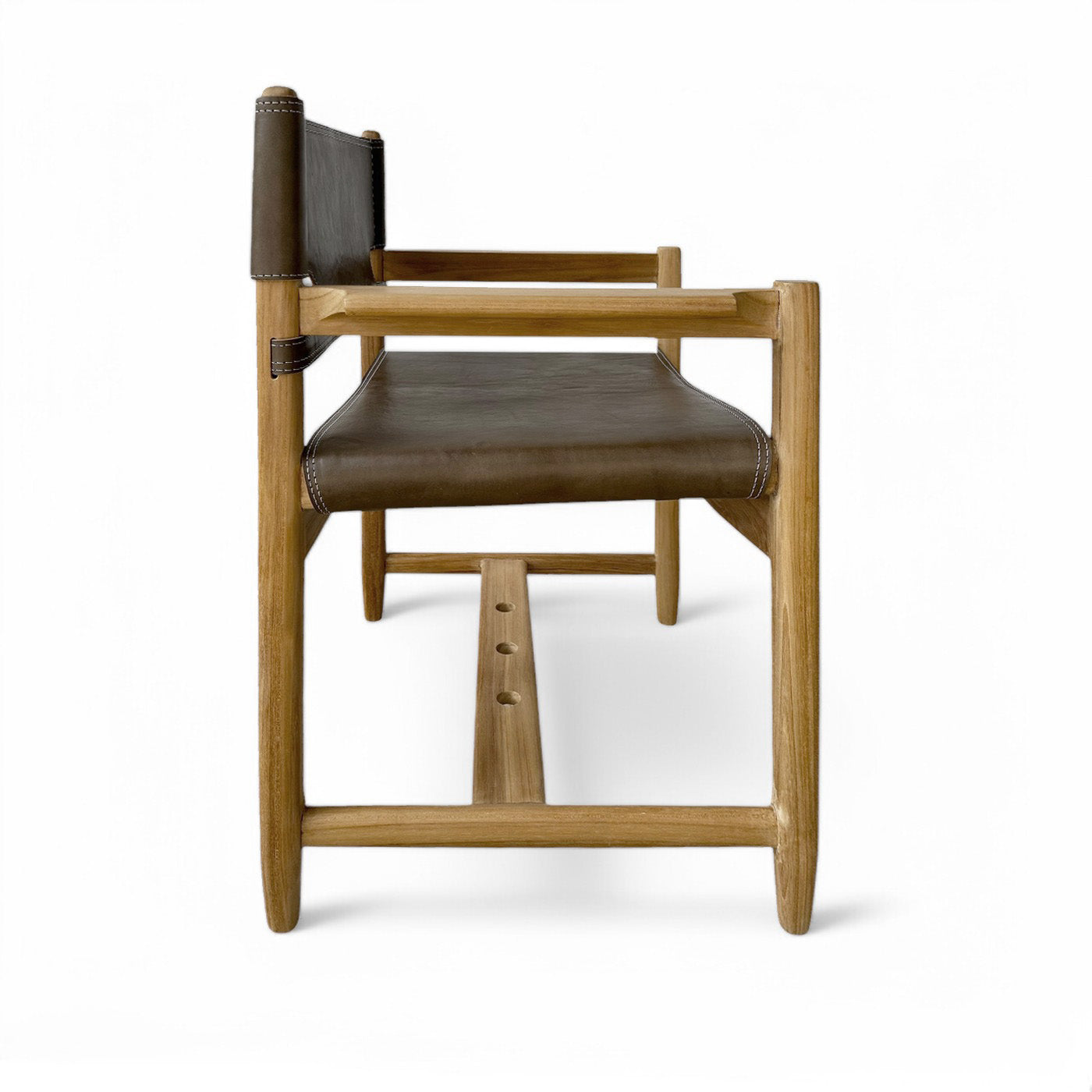 Carter Leather Dining Chair w Arms - Tea Brown Leather & Teak Frame