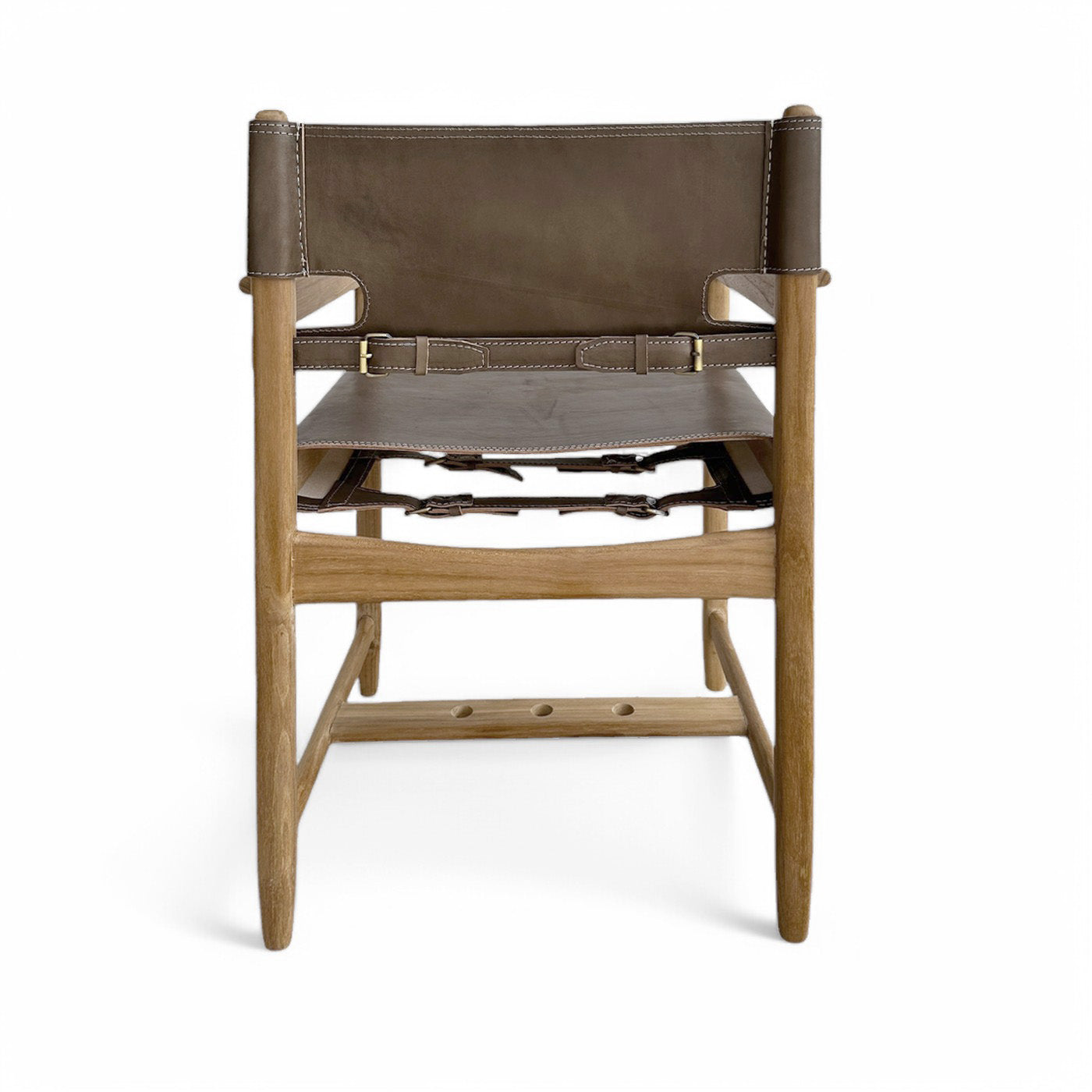 Carter Leather Dining Chair w Arms - Tea Brown Leather & Teak Frame