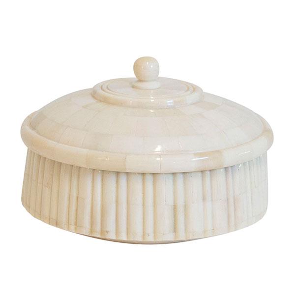 Carved Bone Round Jewellery Box