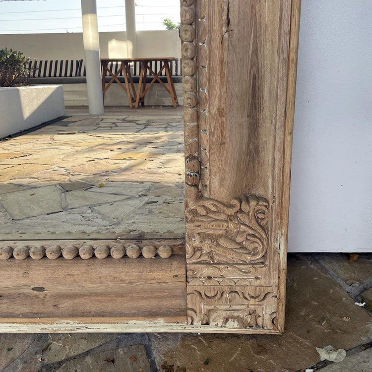 Carved Indian Mirror (A) - Natural-St Barts