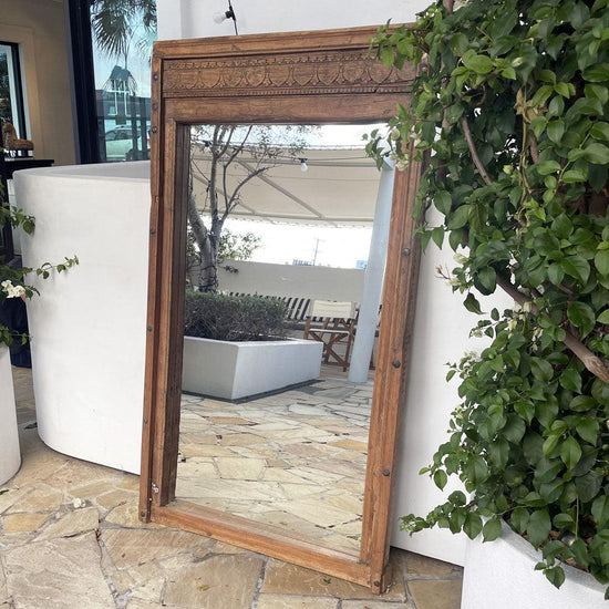 Carved Indian Mirror - Raw-St Barts
