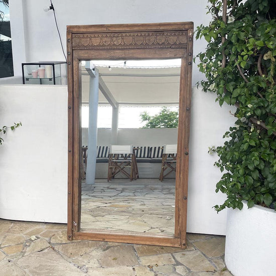 Carved Indian Mirror - Raw-St Barts