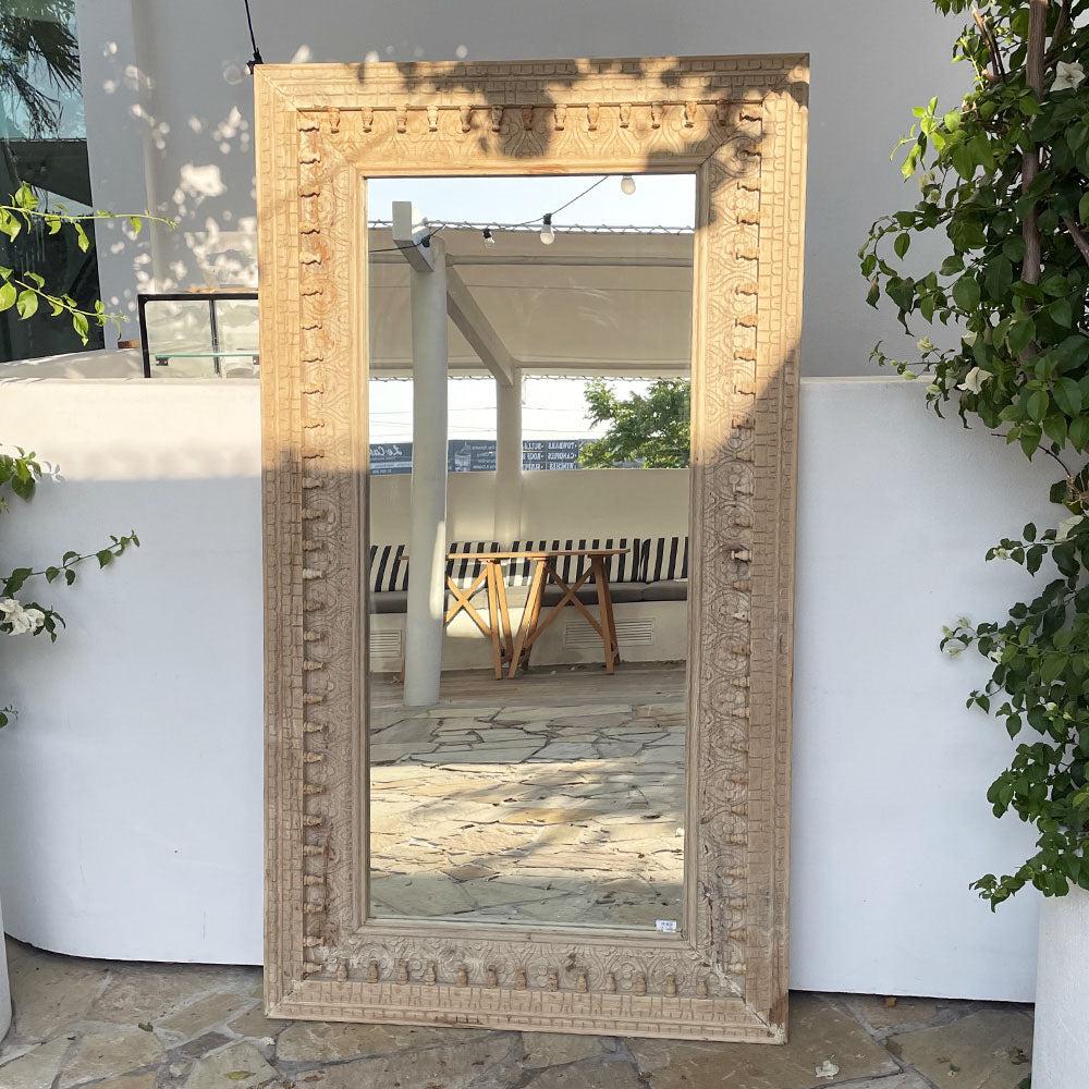 Carved Peg Indian Mirror - Natural