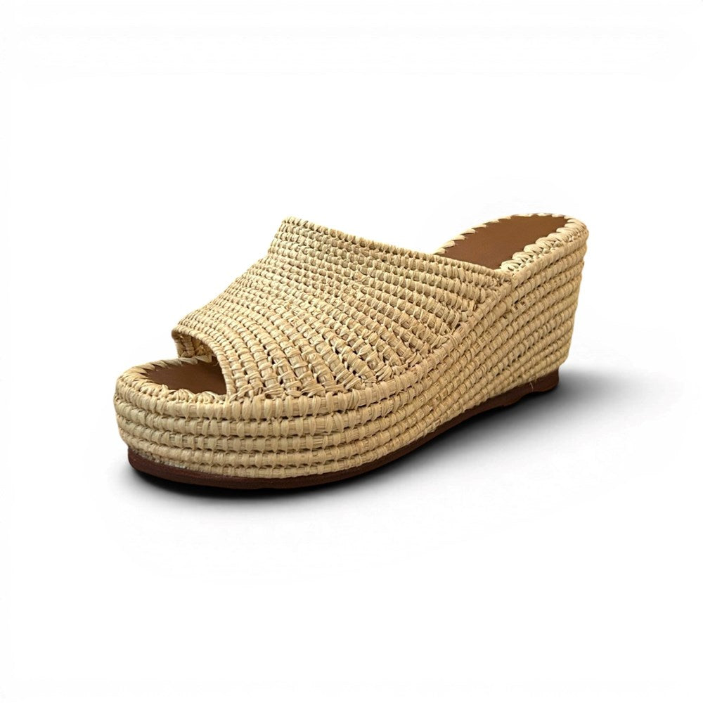 Casablanca Raffia Wedge - Natural - ST BARTS