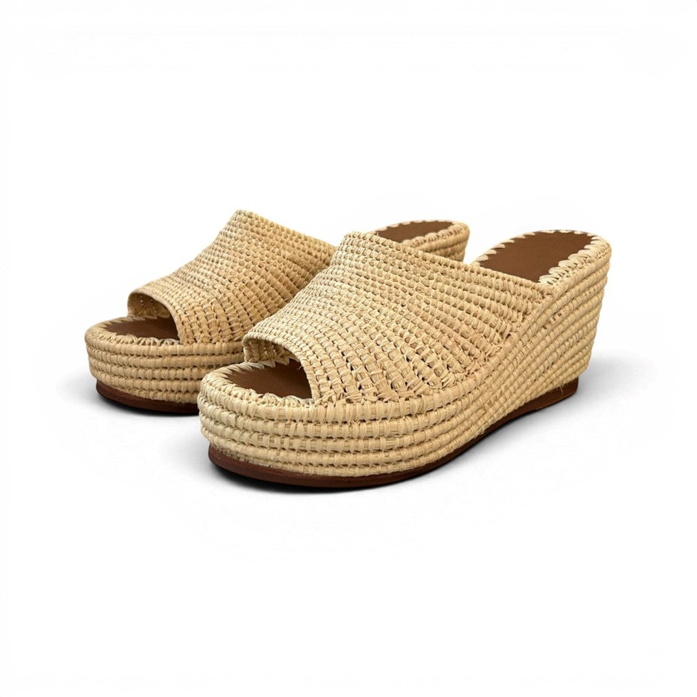 Casablanca Raffia Wedge - Natural - ST BARTS