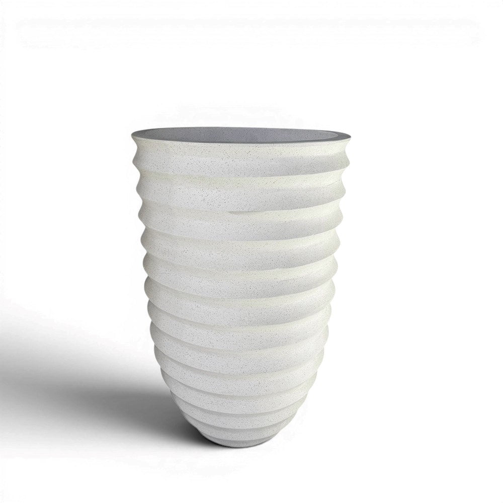 Catalina White Terrazzo Ribbed Pot - Large