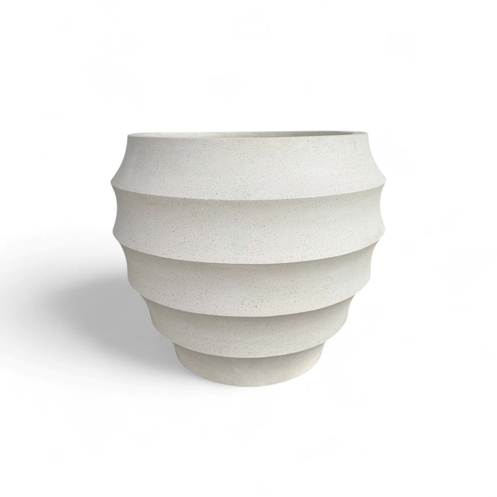 Catalina White Terrazzo Ribbed Pot - Medium