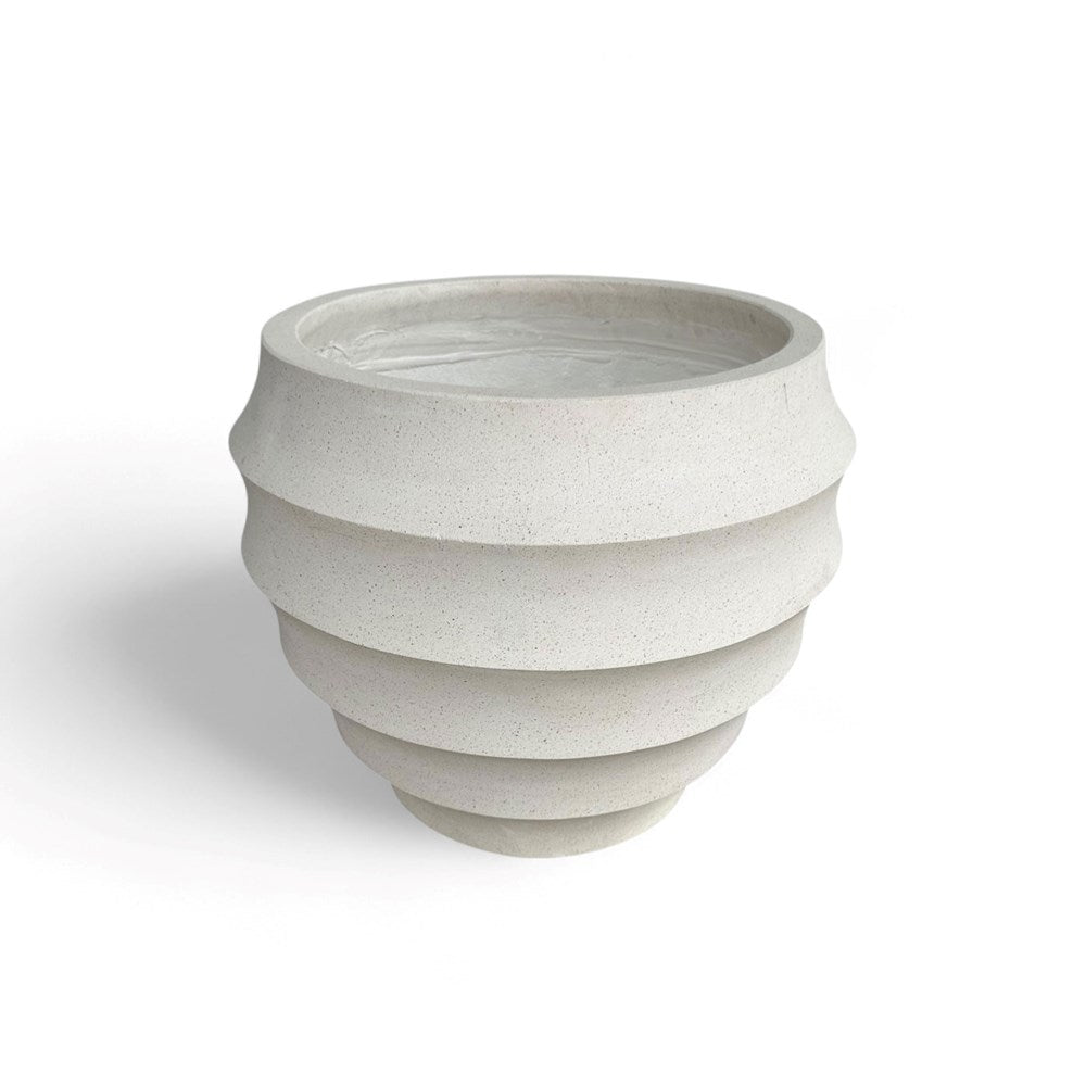 Catalina White Terrazzo Ribbed Pot - Medium
