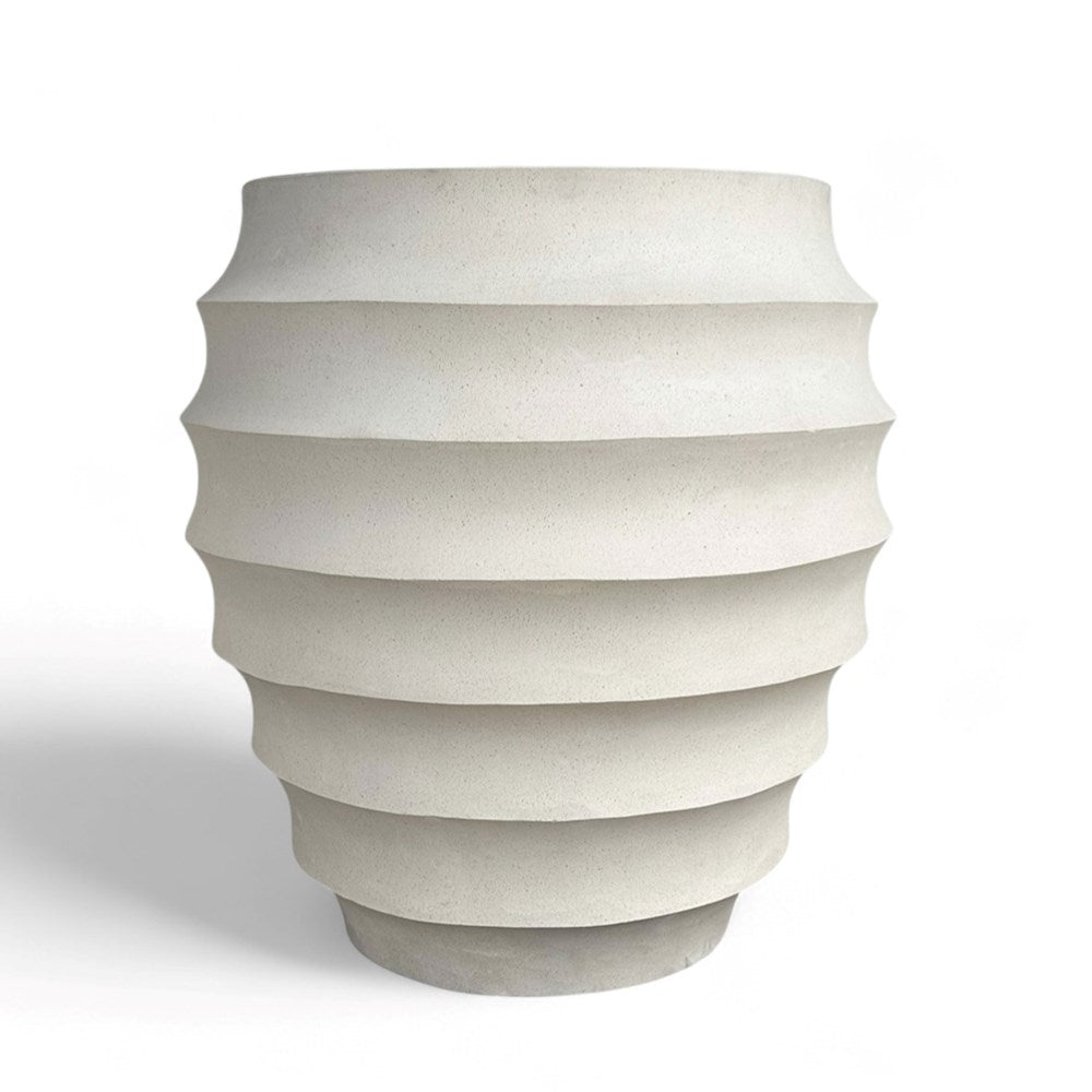 Catalina White Terrazzo Ribbed Pot - XL