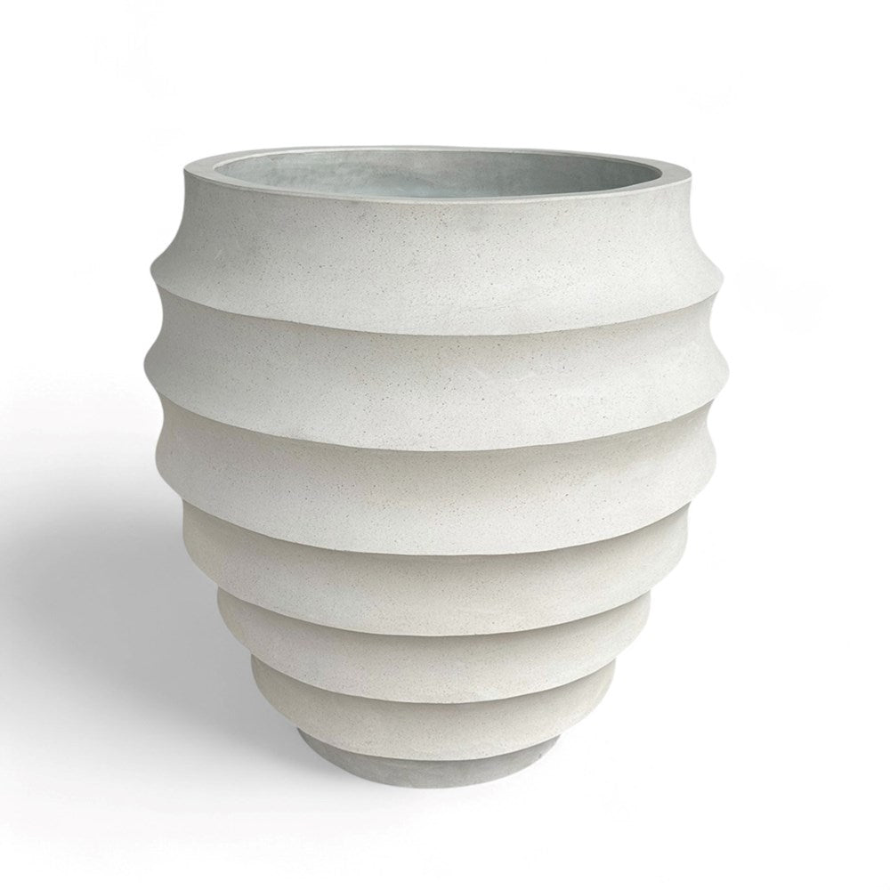 Catalina White Terrazzo Ribbed Pot - XL