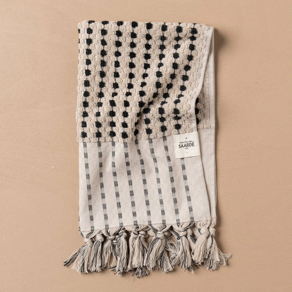 Chickpea Hand Towel - Stone/Black