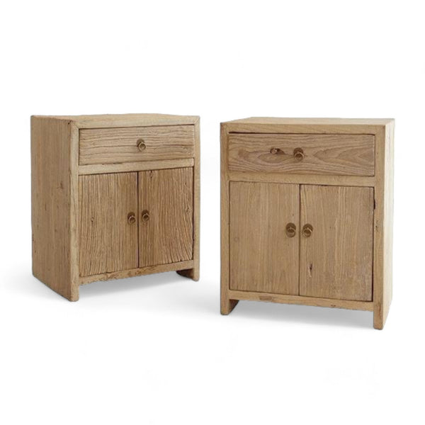 Cirata Raw Elm Bedside Table with Drawer