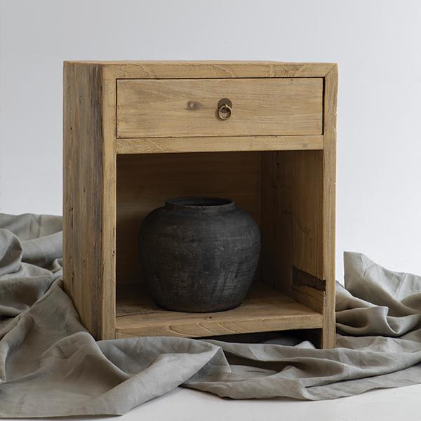 Cora Natural Elm Bedside Table with Drawer