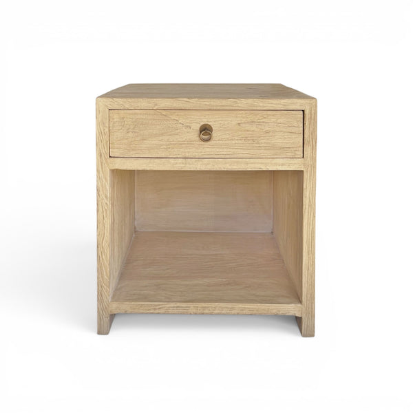 Cora Natural Elm Bedside Table with Drawer - ST BARTS