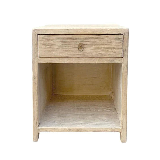 Cora Natural Elm Bedside Table with Drawer