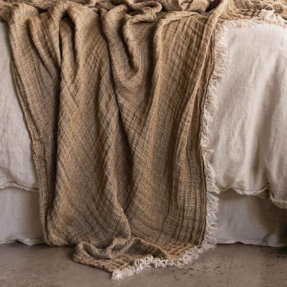 Crush Linen Throw - Brun