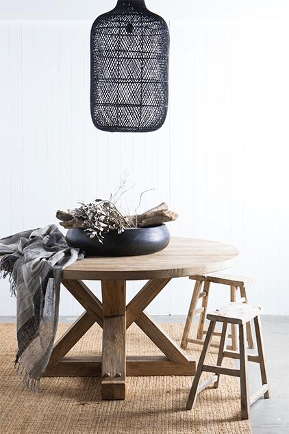 Cuba Rattan Pendant Light Large - Black 85cm