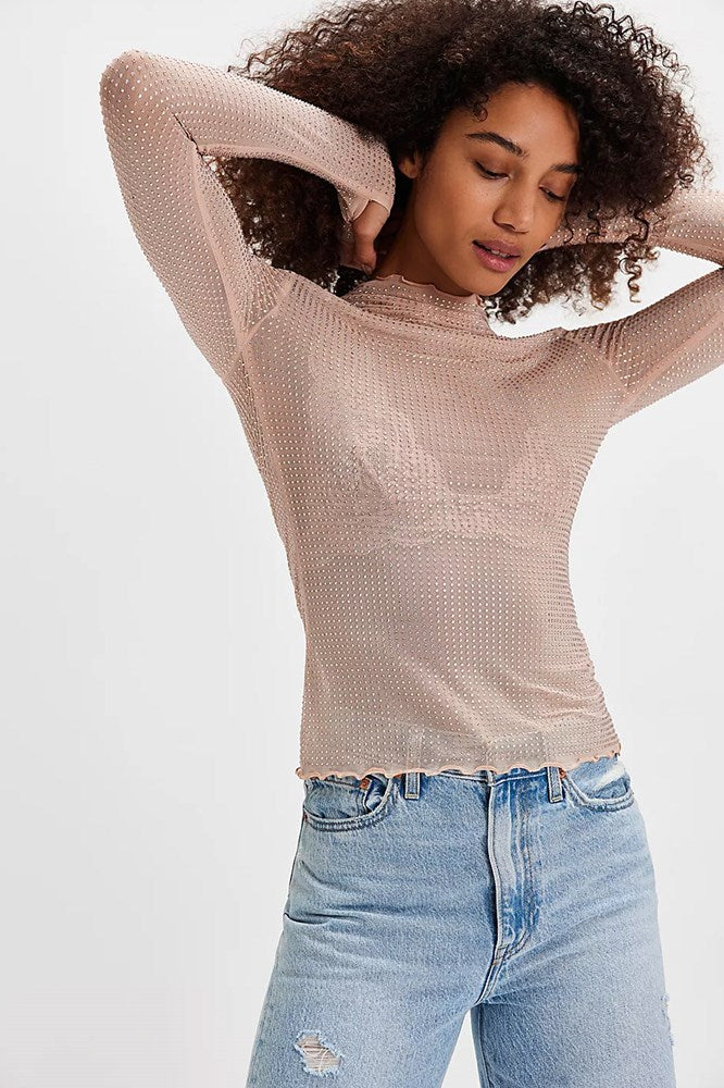 Dance All Night Long Sleeve Top - Peach