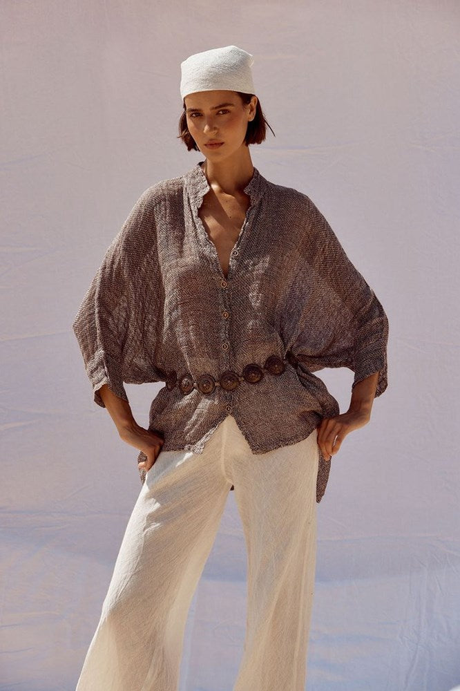 Estilo Emporio-Estilo Emporio Boa Shirt - Rete Chocolate-Tops-st-barts-brisbane-goldcoast-cabarita-southport
