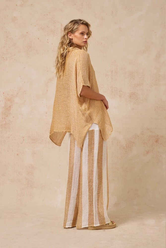 Estilo Emporio-Estilo Emporio Ozzonto Pant - Battista Panna/Oro Stipe-Pants-st-barts-brisbane-goldcoast-cabarita-southport