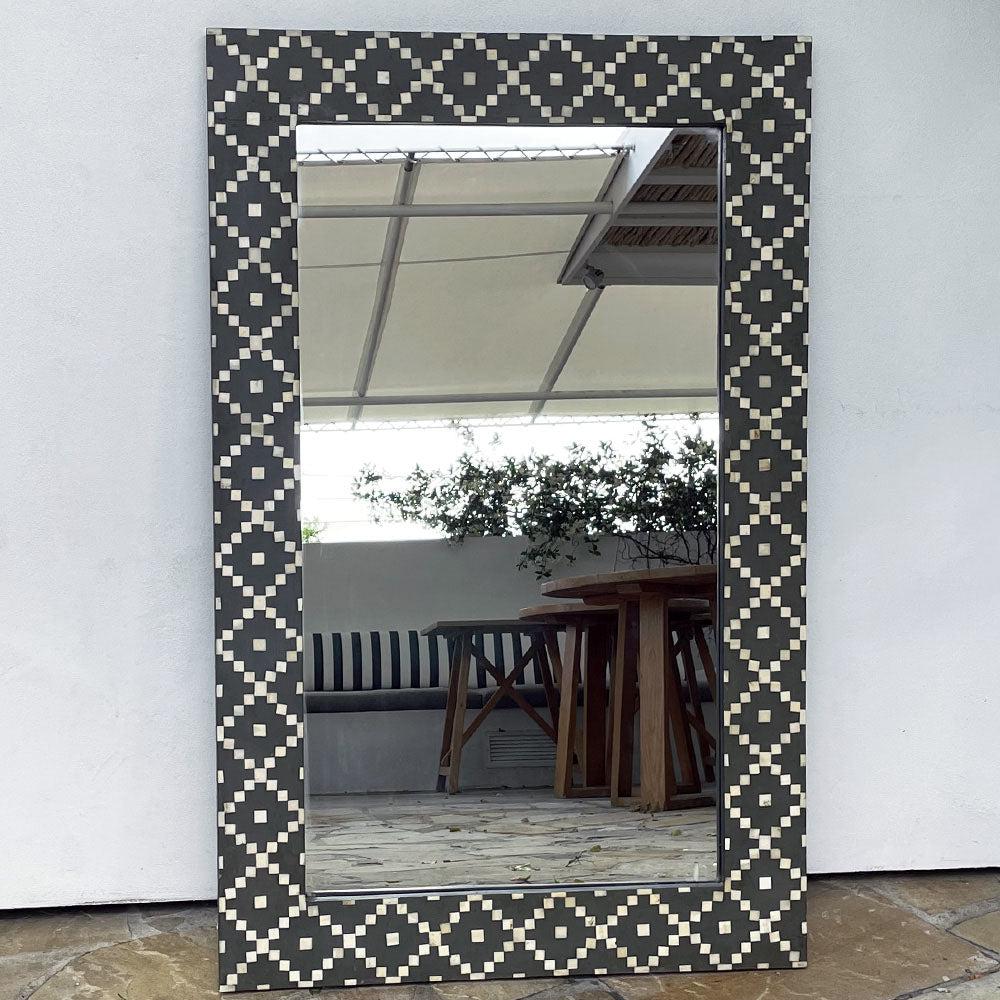 Fair Isle Bone Inlay Mirror - Charcoal