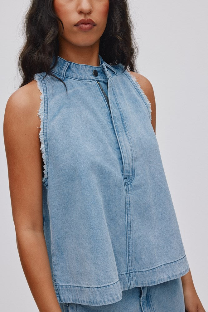 Faya Light Denim Halter Top
