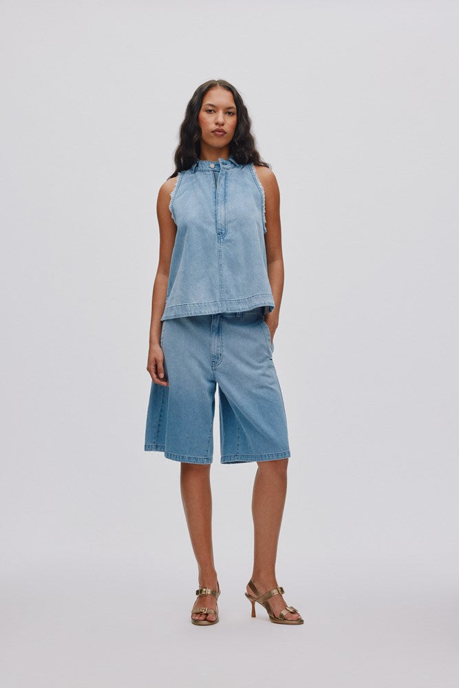 Faya Light Denim Halter Top
