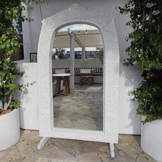 Floral Carved Mirror on Stand