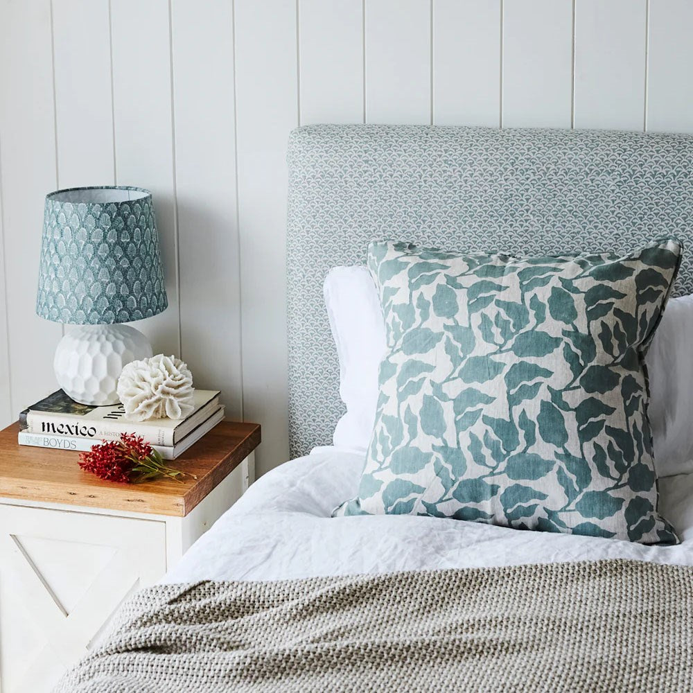 Flores Celadon Linen Cushion