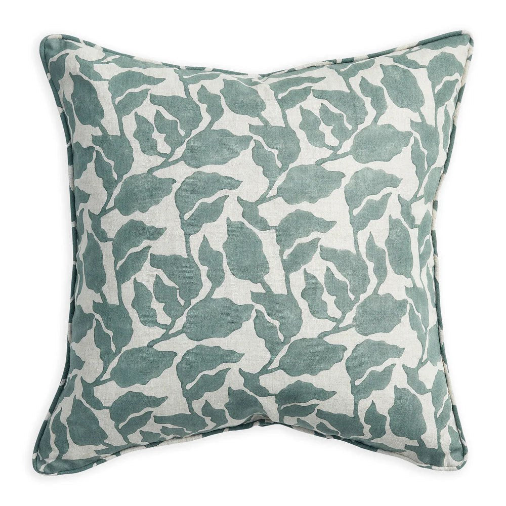 Flores Celadon Linen Cushion